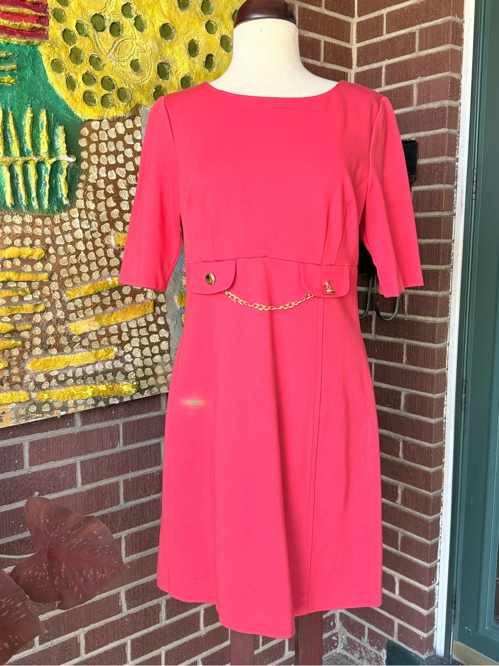 Trina Turk Red  Chain-Accent  Dress